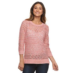 Women's Croft & Barrow® Open-Work High-Low Sweater