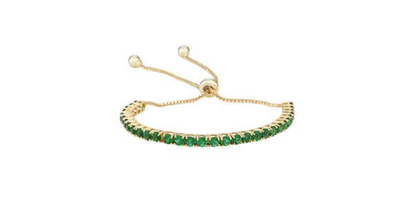 14k Gold Over Silver Simulated Emerald Lariat Bracelet