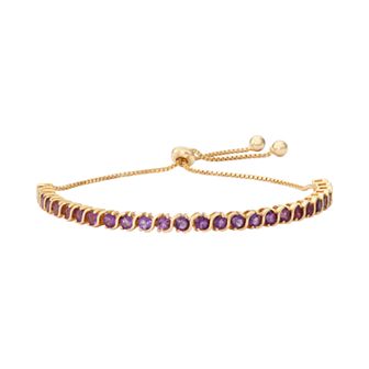 14k Gold Over Silver Amethyst S-Link Lariat Bracelet