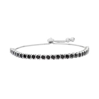 Designs by Gioelli Sterling Silver Black Spinel S-Link Lariat Bracelet