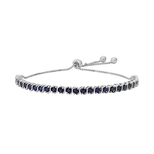 Sterling Silver Lab-Created Sapphire S-Link Lariat Bracelet