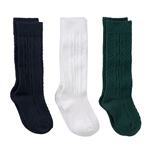 Girls 7-11 Trimfit 3-pk. Cable Knit Knee-High Socks