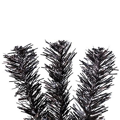 Slim 4-ft. Tinsel Unlit Black Artificial Halloween Tree