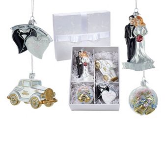 Kurt Adler 4 pc Noble Gems Wedding Ornament Set