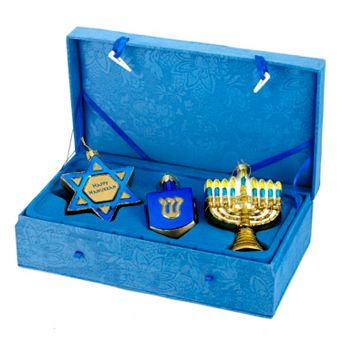 Kurt Adler 3 pc Noble Gems Hanukkah Ornament Set