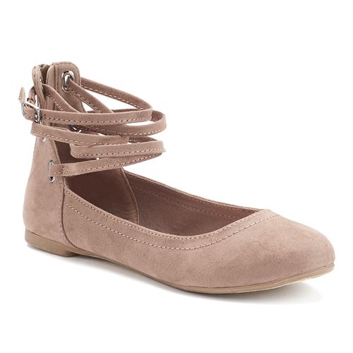 SO® Women's Ankle-Wrap Ballet Flats
