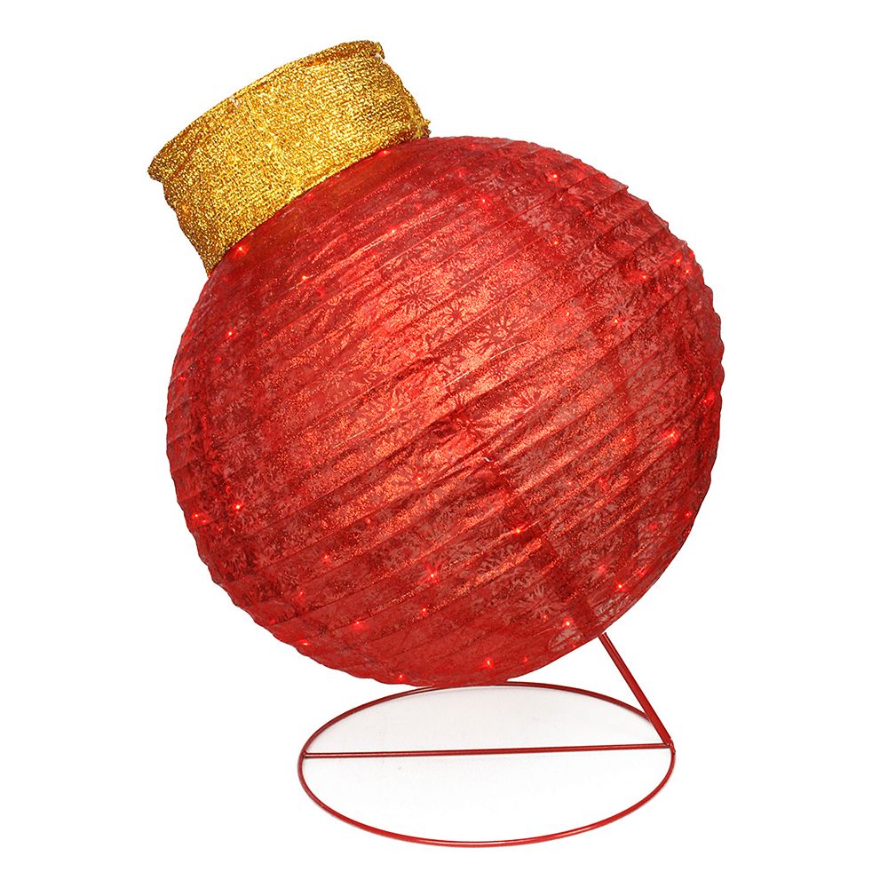 Pre Lit Oversized Red Ball Ornament Outdoor Christmas Decor