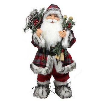 24 in Plaid Alpine Standing Santa Christmas Decor