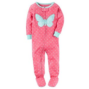 Baby Girl Carter's Print Applique One-Piece Pajamas