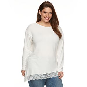 Plus Size French Laundry Asymmetrical Lace Hem Top