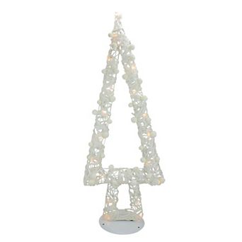 Lighted Glitter String & Cotton Ball Christmas Tree Decoration