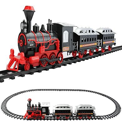 Red & Black Battery Operated Lighted and Animated 13-Piece Train Set