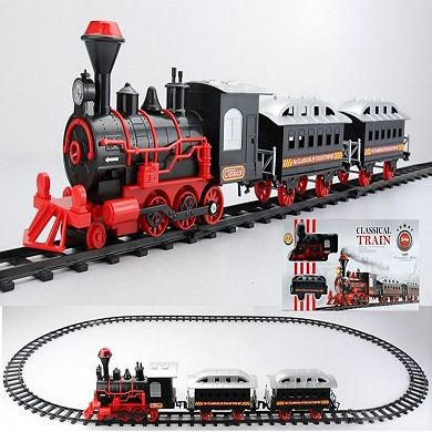 Red & Black Battery Operated Lighted and Animated 13-Piece Train Set