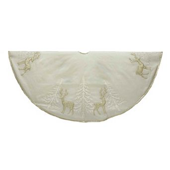 Kurt Adler 48 in Gold Tree & Reindeer Applique Tree Skirt