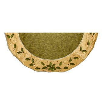Kurt Adler 54 in Holly Leaves Embroidered Tree Skirt