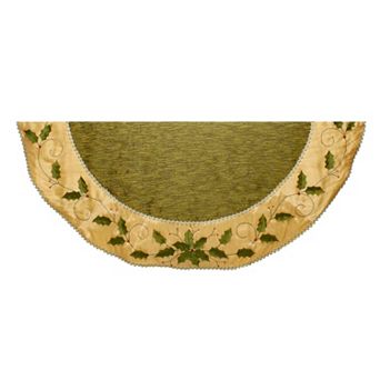 Kurt Adler 54 in Holly Leaves Embroidered Tree Skirt