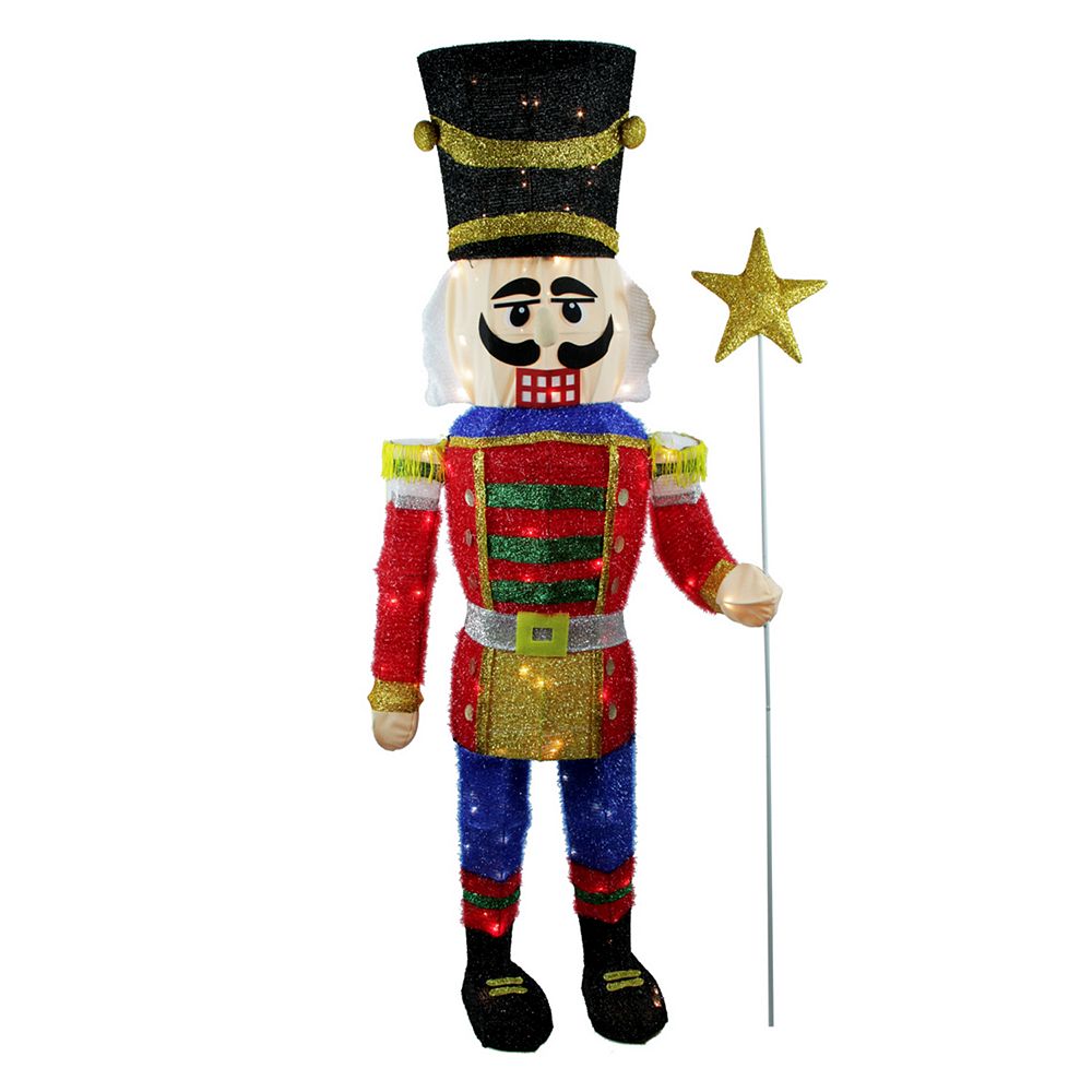 Pre Lit Sparkling Tinsel Nutcracker Outdoor Christmas Decor