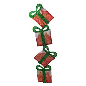Stacked Tinsel Gift Box Outdoor Christmas Decor