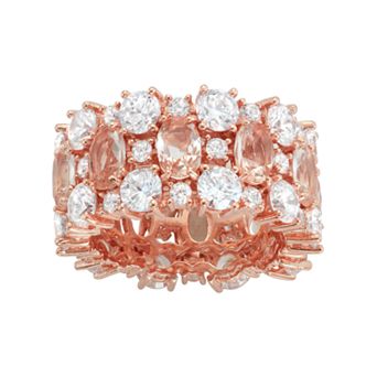 14k Rose Gold Over Silver Simulated Morganite & Cubic Zirconia Ring