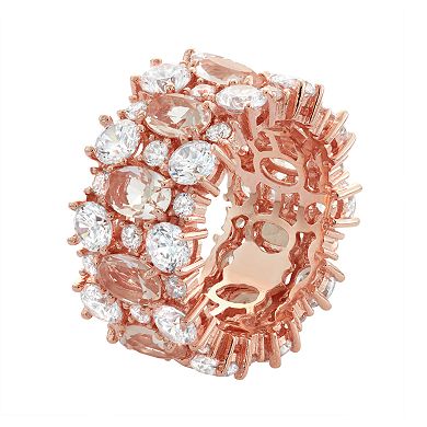 14k Rose Gold Over Silver Simulated Morganite & Cubic Zirconia Ring