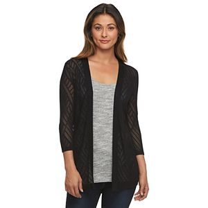 Women's Croft & Barrow® Pointelle Open-Front Cardigan