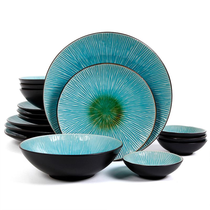 UPC 085081218223 product image for Gibson Elite Shangri-La Court 16-pc. Double Bowl Dinnerware Set, Blue | upcitemdb.com