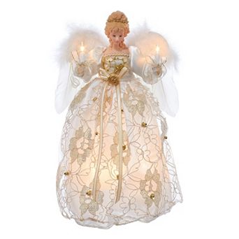 Kurt Adler 12 in Pre-Lit Ivory & Gold Angel Tree Topper