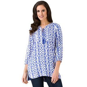 Women's Haggar Tie-Neck Print Tunic