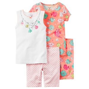 Baby Girl Carter's 4-pc. Fish Tank Top, Tee & Shorts Pajama Set