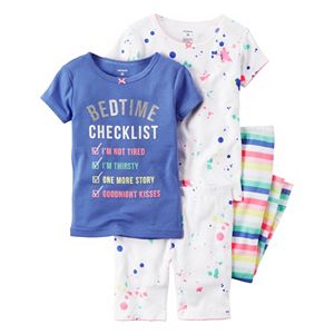 Baby Girl Carter's Splatter & Striped Tee, Shorts & Pants Pajama Set