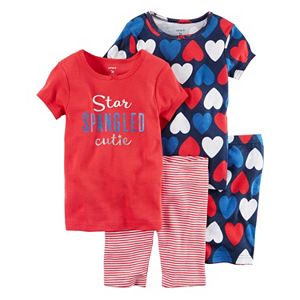 Baby Girl Carter's 4-pc. Patriotic Tee & Shorts Pajama Set