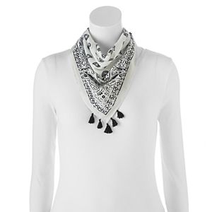 madden NYC Floral Tassel Square Scarf