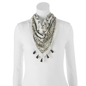 madden NYC Floral Tassel Square Scarf