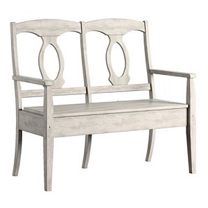 HomeVance Wood Napoleon Back Storage Loveseat
