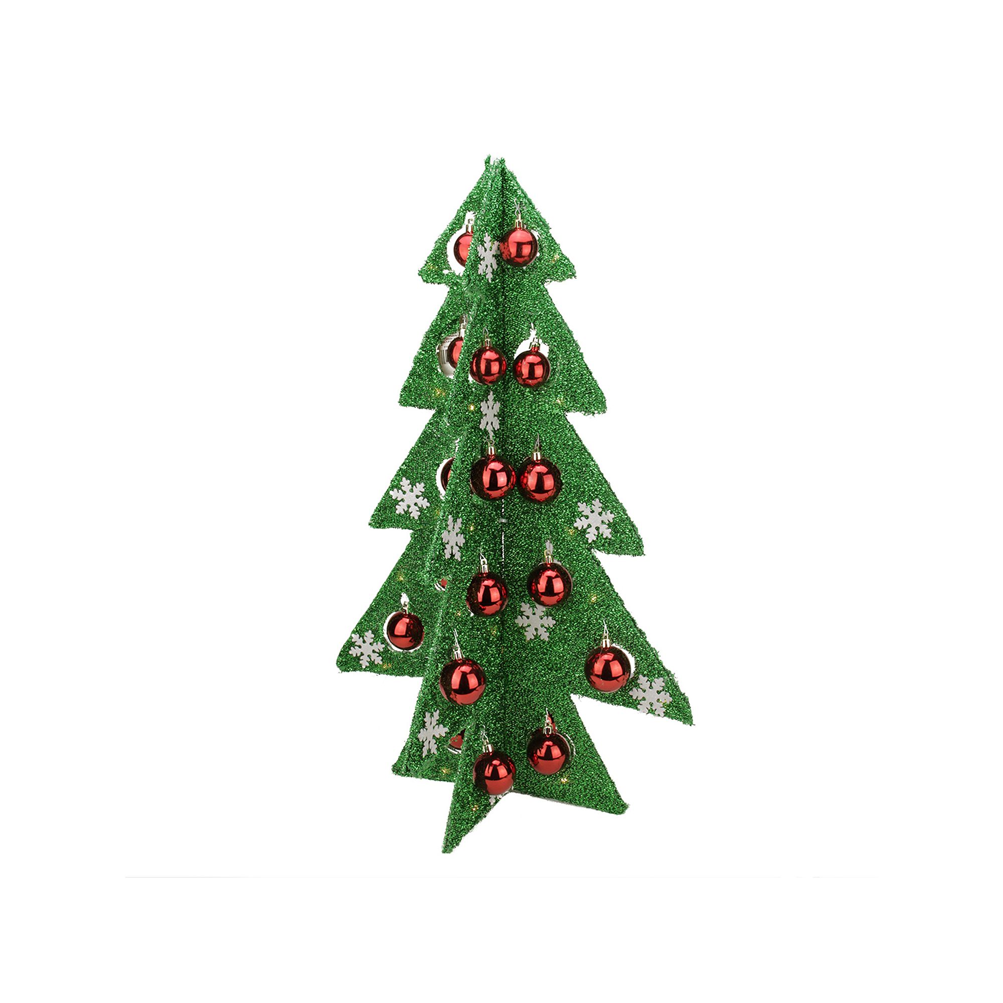 Light-Up Tinsel Christmas Table Decor, Green
