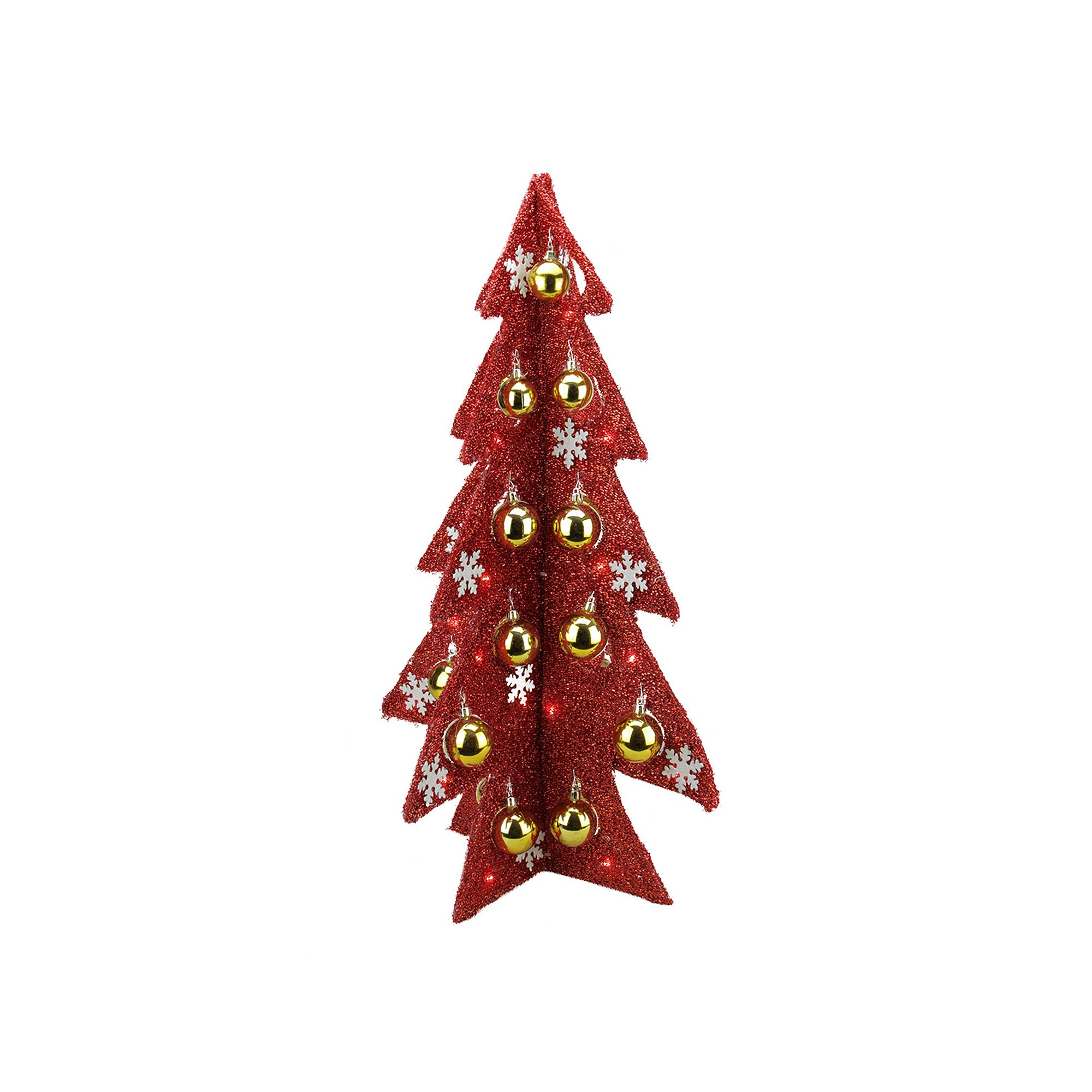 Light-Up Tinsel Christmas Table Decor, Red
