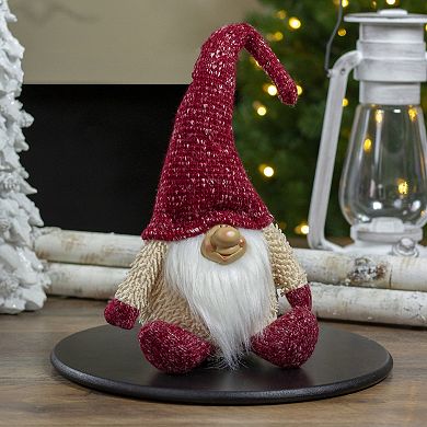 Textured Plush Smiling Gnome Christmas Table Decor