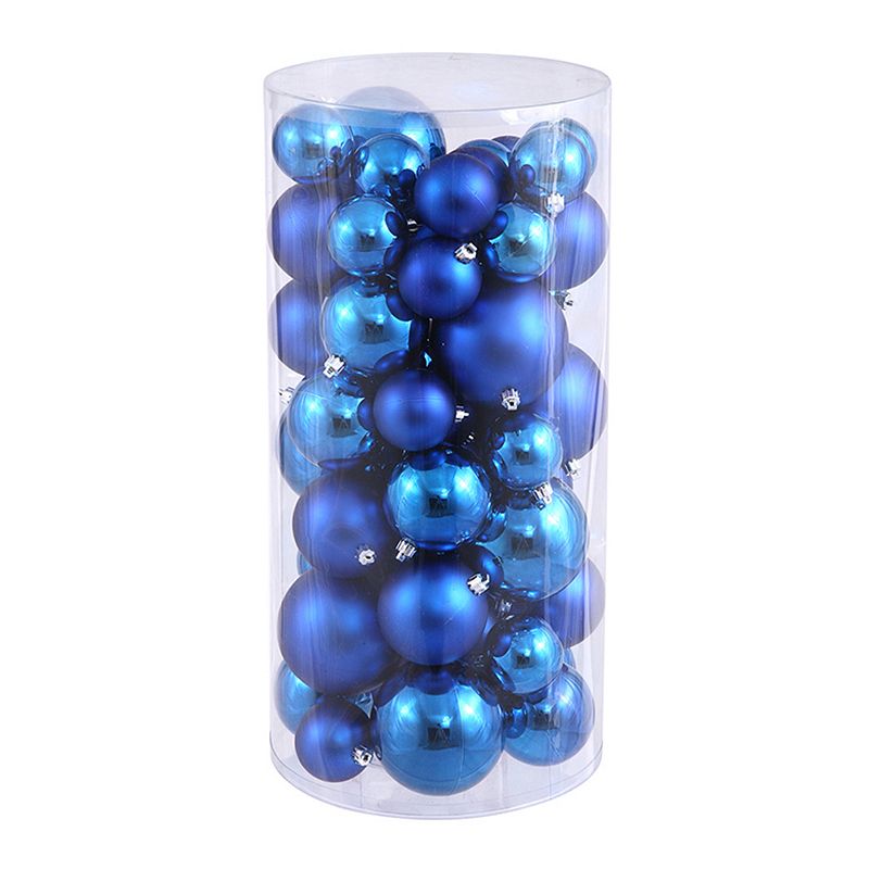 Shiny & Matte Shatterproof Ball Christmas Ornament 50-piece Set, Blue