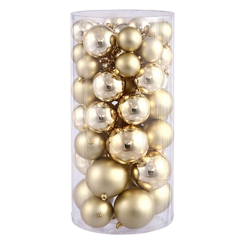 Shiny & Matte Shatterproof Ball Christmas Ornament 50-piece Set, Gold