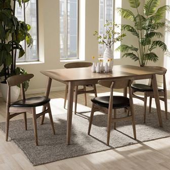 Baxton Studio Edna Mid-Century Modern Dining Table & Chair 5 pc Set