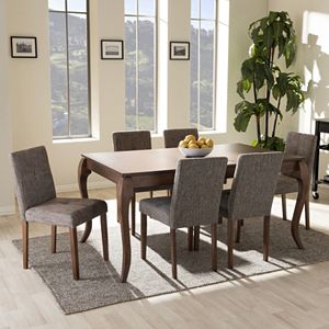 Baxton Studio Mid-Century Modern Dining Table & Chair 7-piece Set