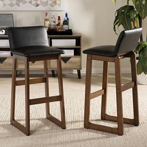 Baxton Studio Loft Modern Faux-Leather Bar Stool 2-piece Set