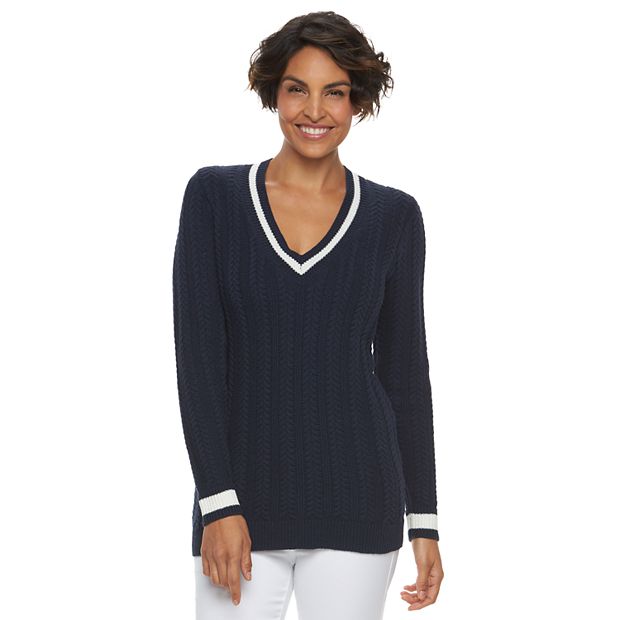 Women's Croft & Barrow® Cable-Knit V-Neck Sweater