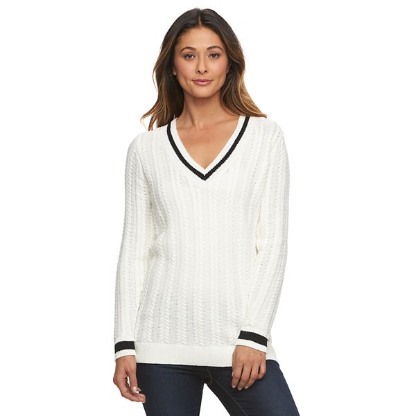 Women's Croft & Barrow® Cable-Knit V-Neck Sweater