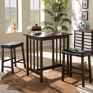 Baxton Studio Nova Wood Kitchen Breakfast Table 3-piece Set