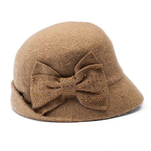 Betmar Betty Rhinestone Bow Cloche Hat
