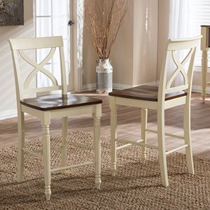 Baxton Studio Ashton Country Cottage Counter Stool 2-piece Set