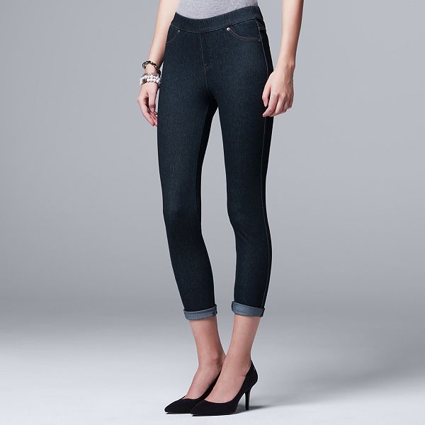 Women's Simply Vera Vera Wang Cuffed Denim Capri Leggings