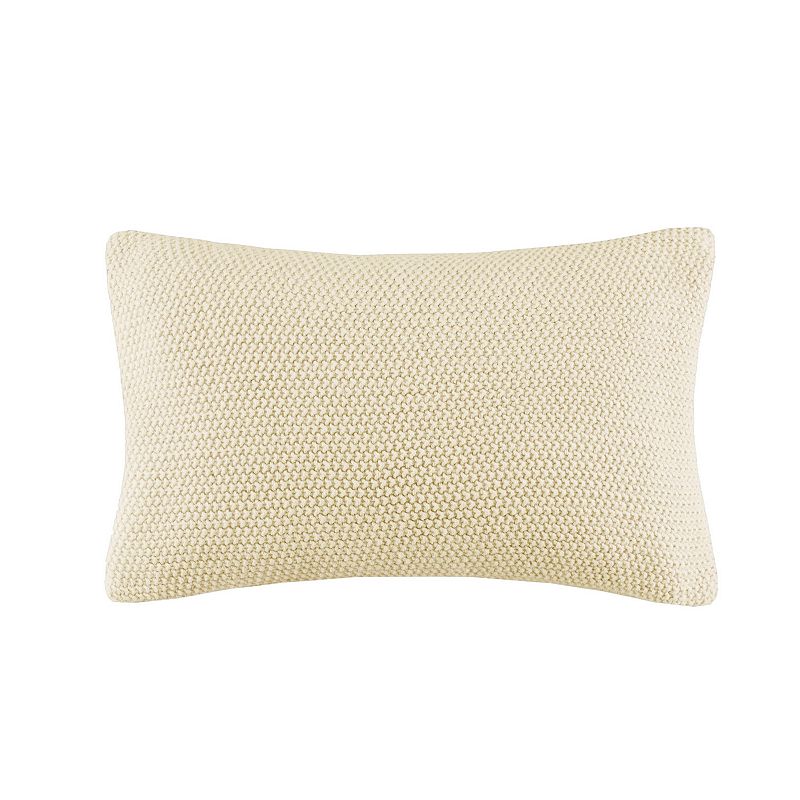 INK+IVY Bree Knit Oblong Throw Pillow Cover, White, 12X20