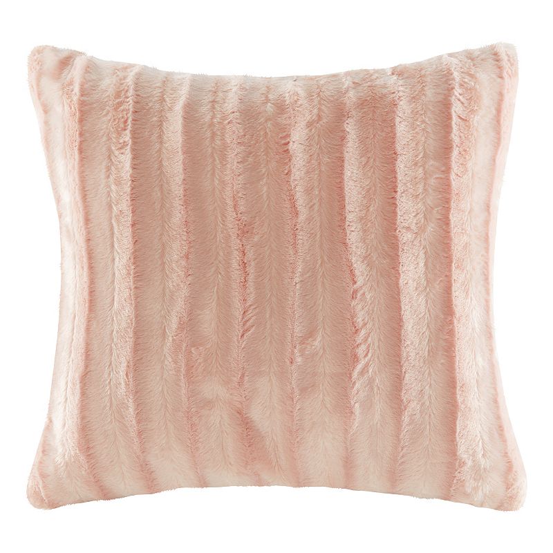Madison Park Duke Faux Fur Throw Pillow, Med Pink, 20X20